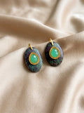 oval shape semi precious real stones with 18K gold plating 30mm
