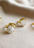 open sizes carving 16 mm  white shell rings with 18K gold filled with center stone limited edition