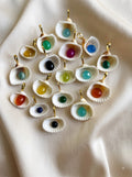 Mix shells center natural stone pendents with 18K gold filled hook and center semi precious stone lmited editions